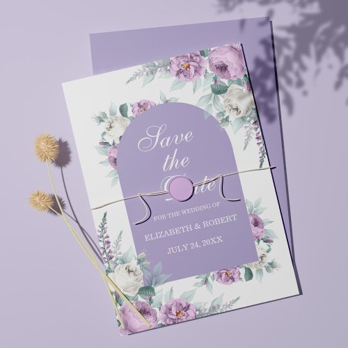 Lavender Purple Floral Save The Date Card
