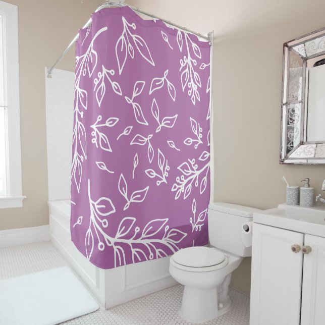 Lavender purple Floral Shower Curtain (In Situ)