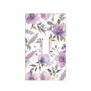 Lavender Purple Floral Watercolor Botanical Light Switch Cover