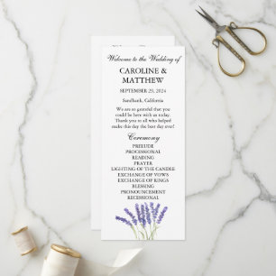 Lavender Purple Floral Watercolor Rustic Wedding Program