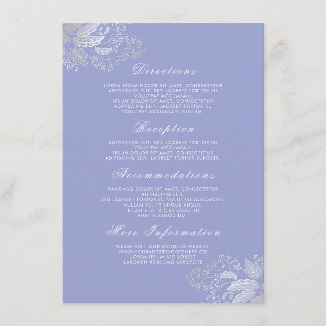 Lavender Purple Floral Wedding Details Insert (Front)
