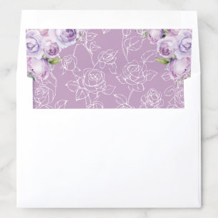 Lavender Purple Floral Wedding Envelope Liner
