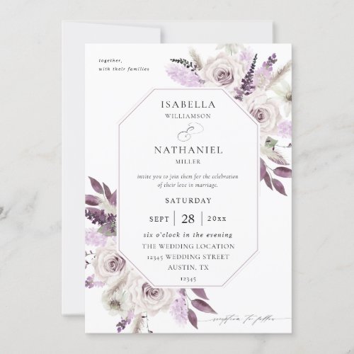 Lavender Purple Floral Wedding Invitation
