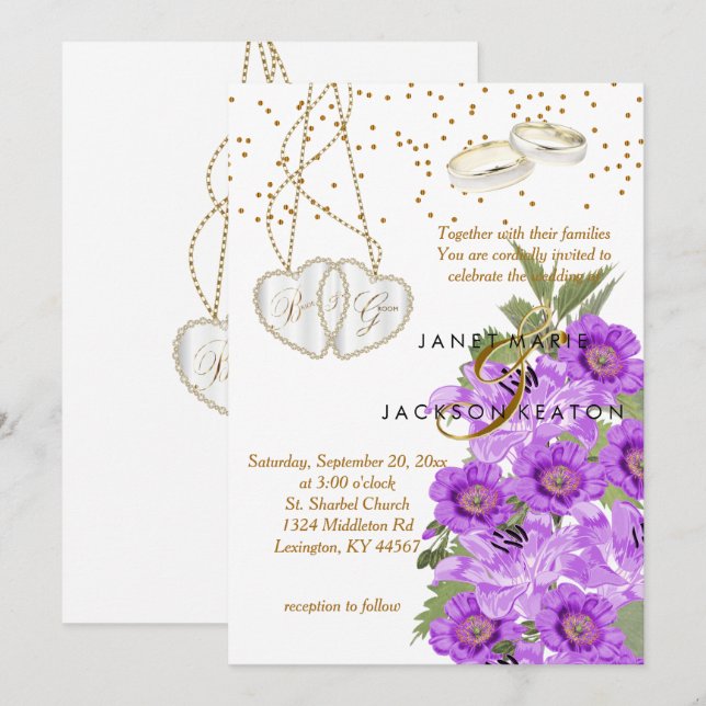 Lavender Purple Floral Wedding Invitation
