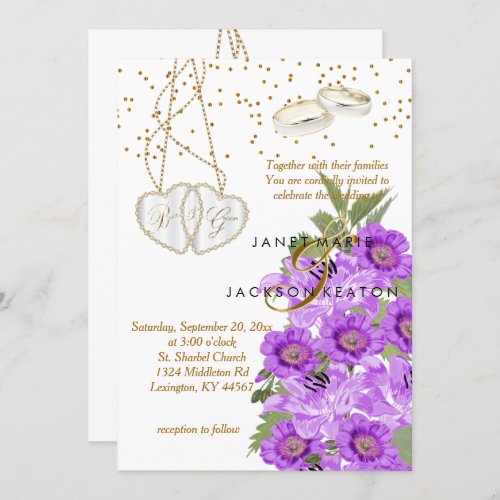 Lavender Purple Floral Wedding Invitation