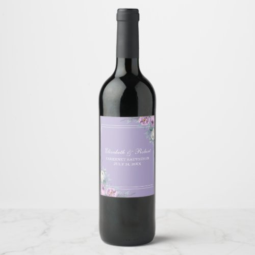 Lavender Purple Floral Wine Label