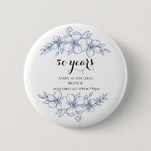 Lavender purple florals 50th wedding anniversary button
