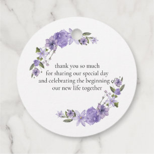 Lavender purple florals 50th wedding anniversary favor tags