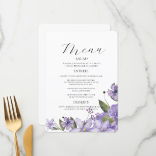 Lavender purple florals 50th wedding anniversary menu