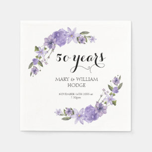 Lavender purple florals 50th wedding anniversary napkins