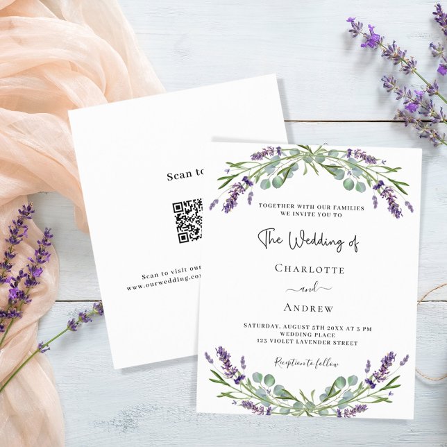 Lavender purple florals budget QR RSVP wedding (Creator Uploaded)