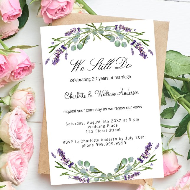 Lavender purple florals vow renewal wedding invitation (Creator Uploaded)