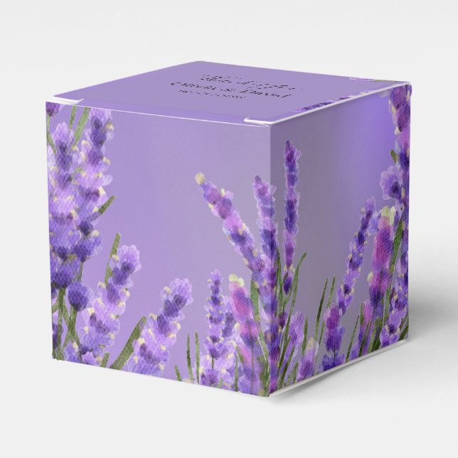 Lavender Purple Florals Wedding Favor Box (Front Side)