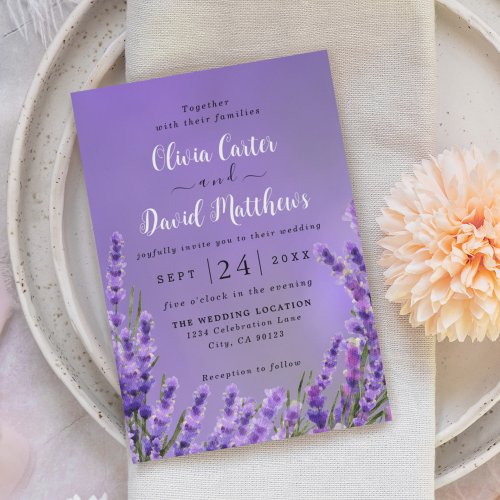 Lavender Purple Florals Wedding Invitation