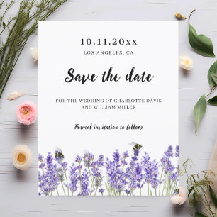 Lavender purple florals wedding save the date card