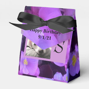 Lavender Purple Flower Add Initial in Frame Dog Favor Boxes