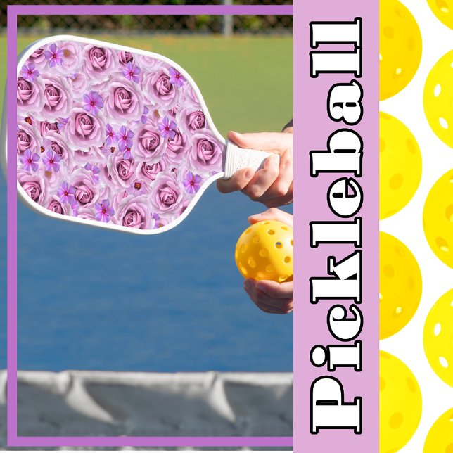 Lavender Purple Flower Collage Floral Pickleball Paddle (Creator Uploaded)