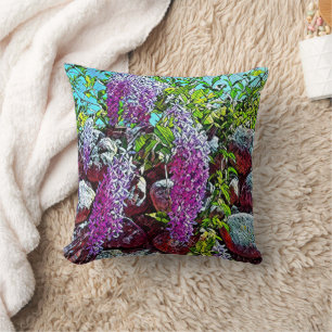 Lavender Purple Flower Design Throw Pillow