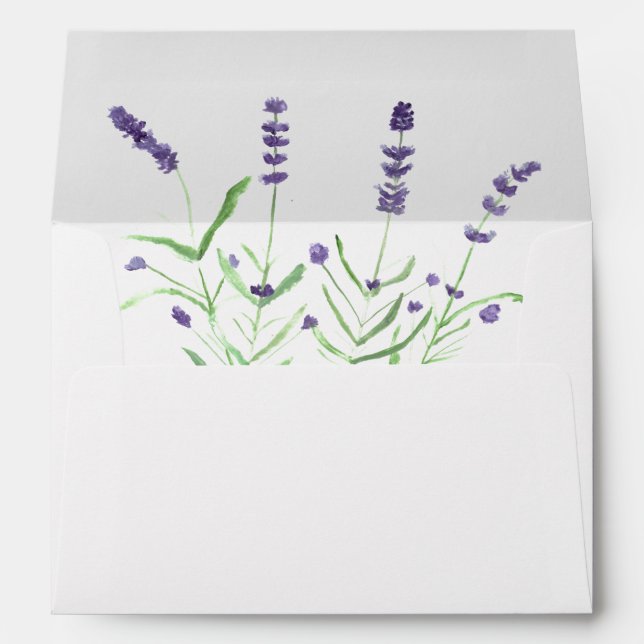 Lavender Purple Flowers Floral Return Address Envelope (Back (Bottom))