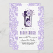 Lavender Purple Flowers Lantern Bridal Shower Invitation (Front/Back)