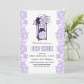 Lavender Purple Flowers Lantern Bridal Shower Invitation (Standing Front)