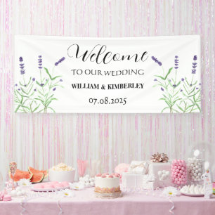 Lavender Purple Flowers Rustic Elegant Wedding Banner