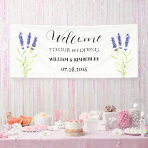 Lavender Purple Flowers Rustic Elegant Wedding Banner