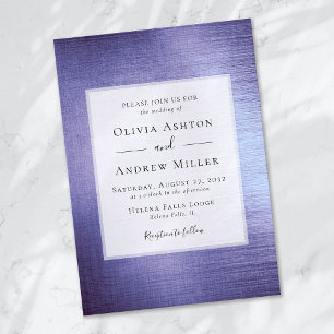 Lavender Purple Foil Brushed Metal Wedding Invitation