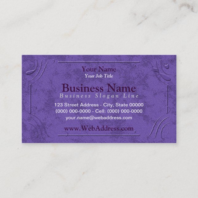 Lavender / Purple Framed Business Cards (Front)