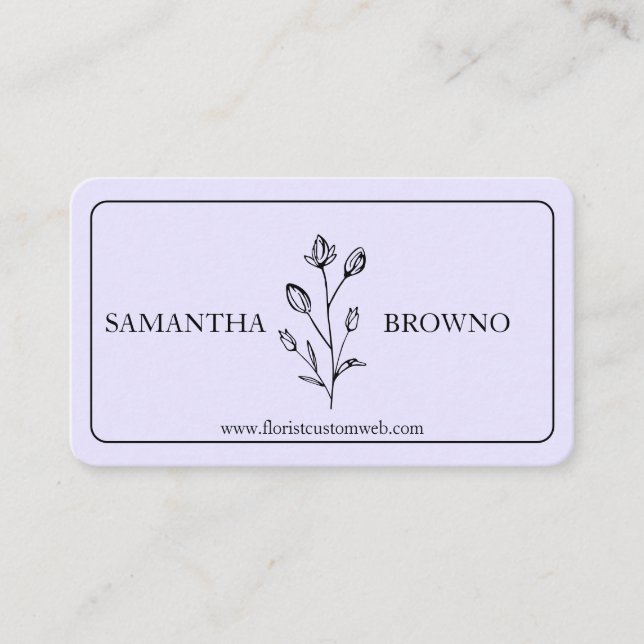 Lavender Purple Framed Flower Business Card (Front)