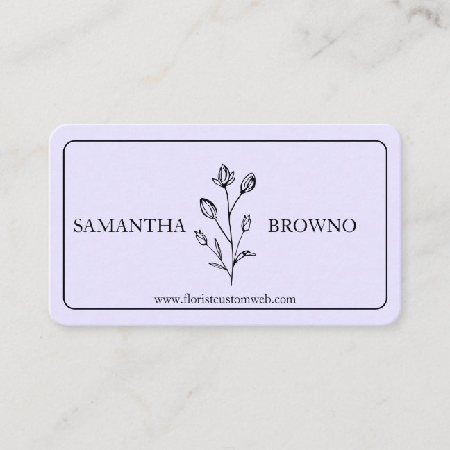 Lavender Purple Framed Flower Business Card