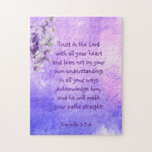 Lavender Purple Garden Flower Bible Scripture Jigsaw Puzzle
