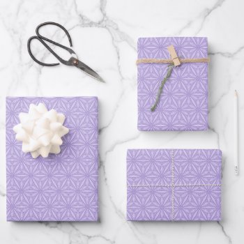 Lavender Purple Geometric Flower Pattern Wrapping Paper Sheets by whimsydesigns at Zazzle