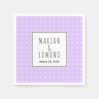 Lavender purple geometric typography wedding napkins