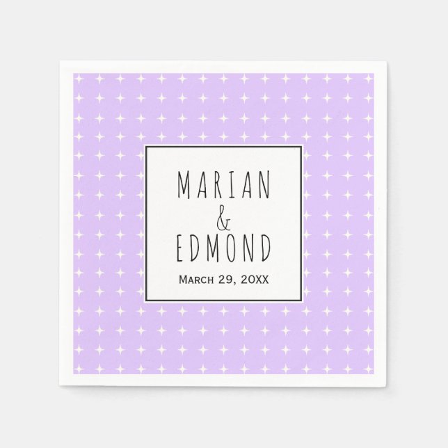 Lavender purple geometric typography wedding napkins (Front)