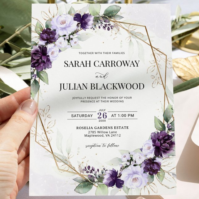 Lavender Purple Geometric Wedding Invitation (Creator Uploaded)