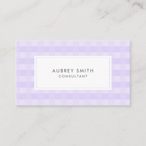 Lavender Purple Gingham Pattern Elegant Business Card