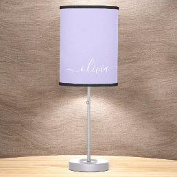 Lavender Purple Girly Monogram Name Modern Table Lamp