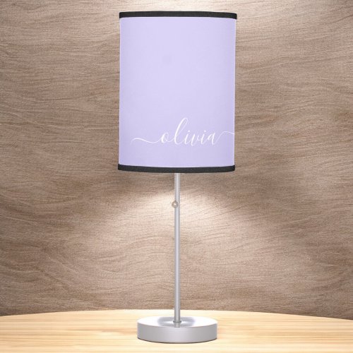 Lavender Purple Girly Monogram Name Modern Table Lamp