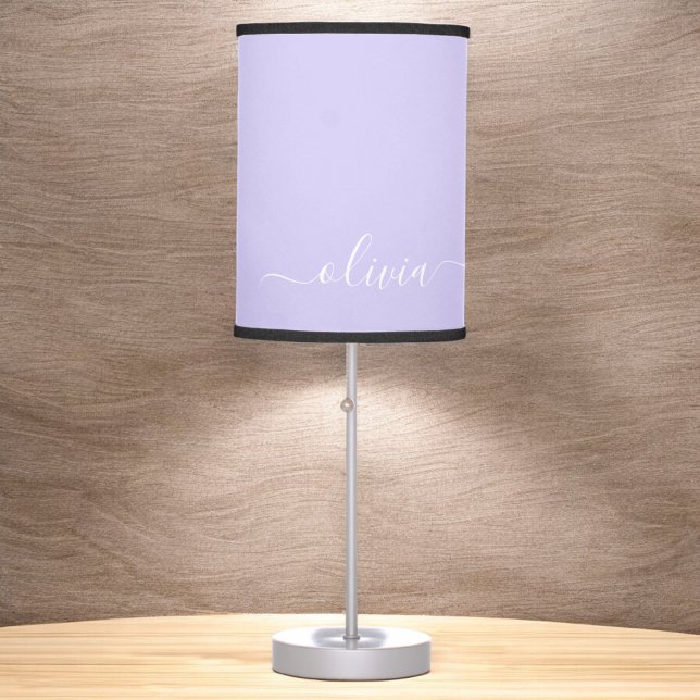 Lavender Purple Girly Monogram Name Modern Table Lamp (Creator Uploaded)