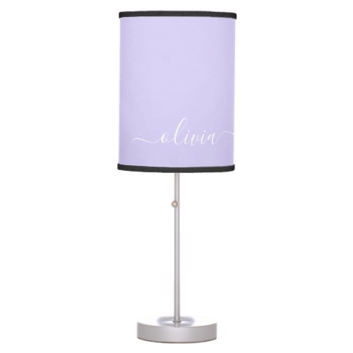 Lavender Purple Girly Monogram Name Modern Table Lamp