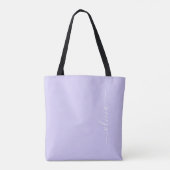 Lavender Purple Girly Script Monogram Modern Tote Bag (Back)