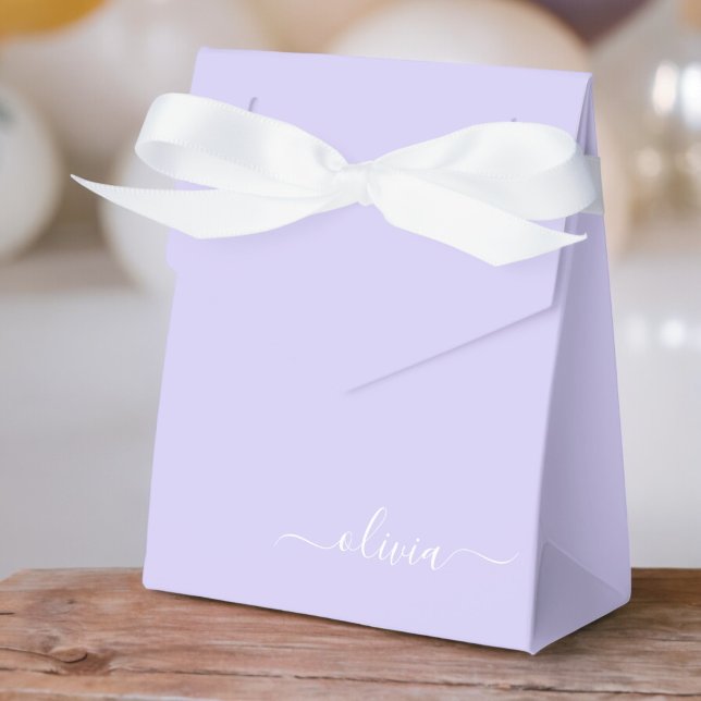 Lavender Purple Girly Script Monogram Name Modern Favor Boxes (Creator Uploaded)