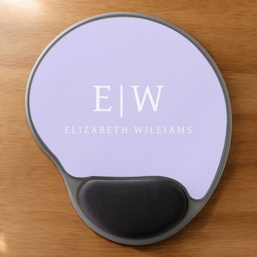 Lavender Purple Girly Script Monogram Name Modern Gel Mouse Pad