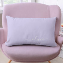 Lavender Purple Girly Script Monogram Name Modern Lumbar Pillow