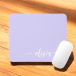 Lavender Purple Girly Script Monogram Name Modern Mouse Pad<br><div class="desc">Lavender Purple Monogram Add Your Own Name Mousepad (Mouse Pad). This makes the perfect sweet 16 birthday,  wedding,  bridal shower,  anniversary,  baby shower or bachelorette party gift for someone that loves glam luxury and chic styles.</div>