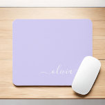 Lavender Purple Girly Script Monogram Name Modern Mouse Pad<br><div class="desc">Lavender Purple Monogram Add Your Own Name Mousepad (Mouse Pad). This makes the perfect sweet 16 birthday,  wedding,  bridal shower,  anniversary,  baby shower or bachelorette party gift for someone that loves glam luxury and chic styles.</div>