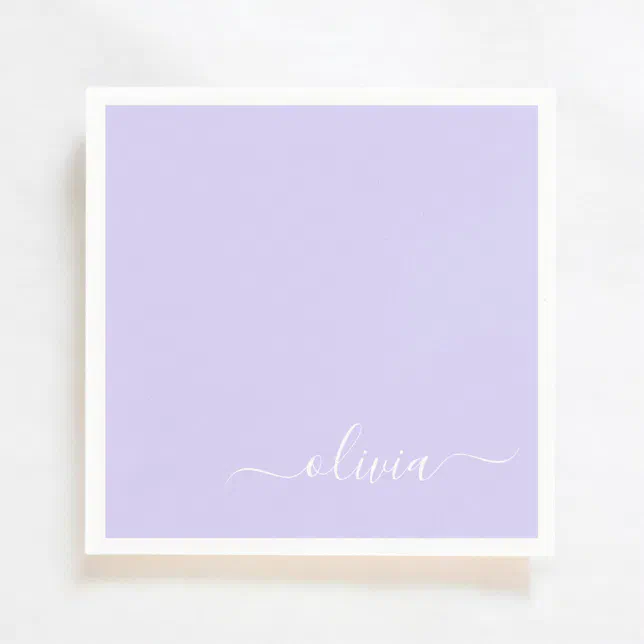 Lavender Purple Girly Script Monogram Name Modern Napkins Zazzle