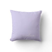 Lavender Purple Girly Script Monogram Name Modern Throw Pillow