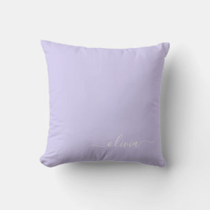 Lavender Purple Girly Script Monogram Name Modern Throw Pillow